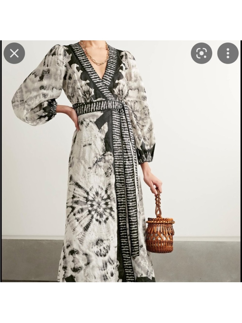 Zimmermann Black Lulu Tie-dye Wrap Dress